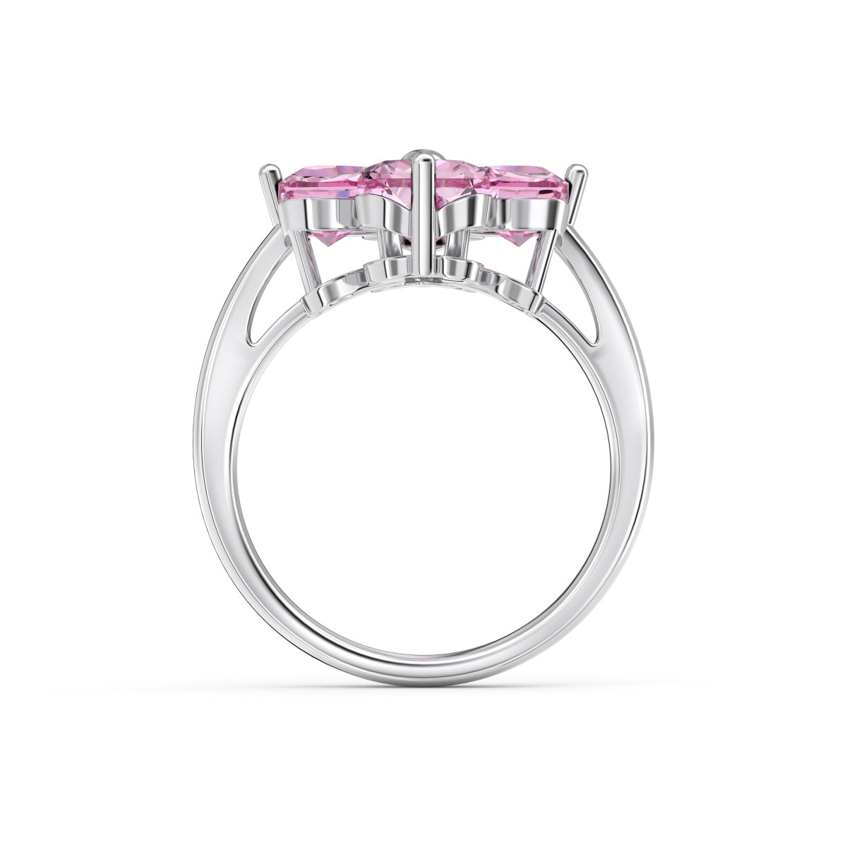 Pink Heart Clover Ring