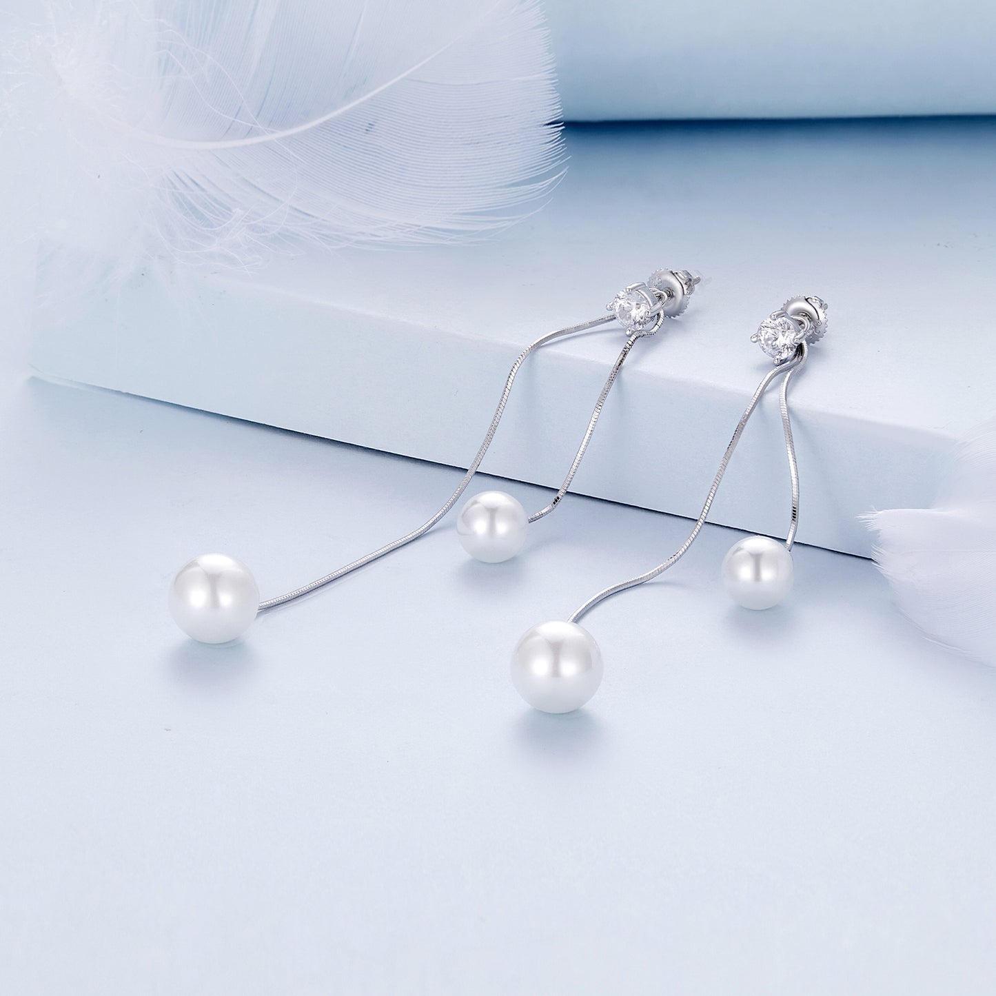 Double Pearl Drop Earring