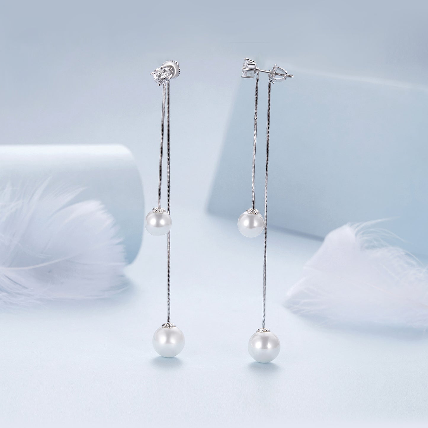 Double Pearl Drop Earring