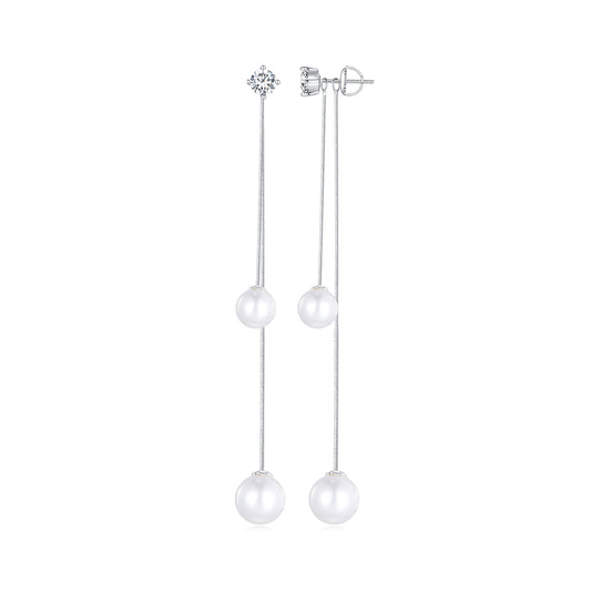 Double Pearl Drop Earring