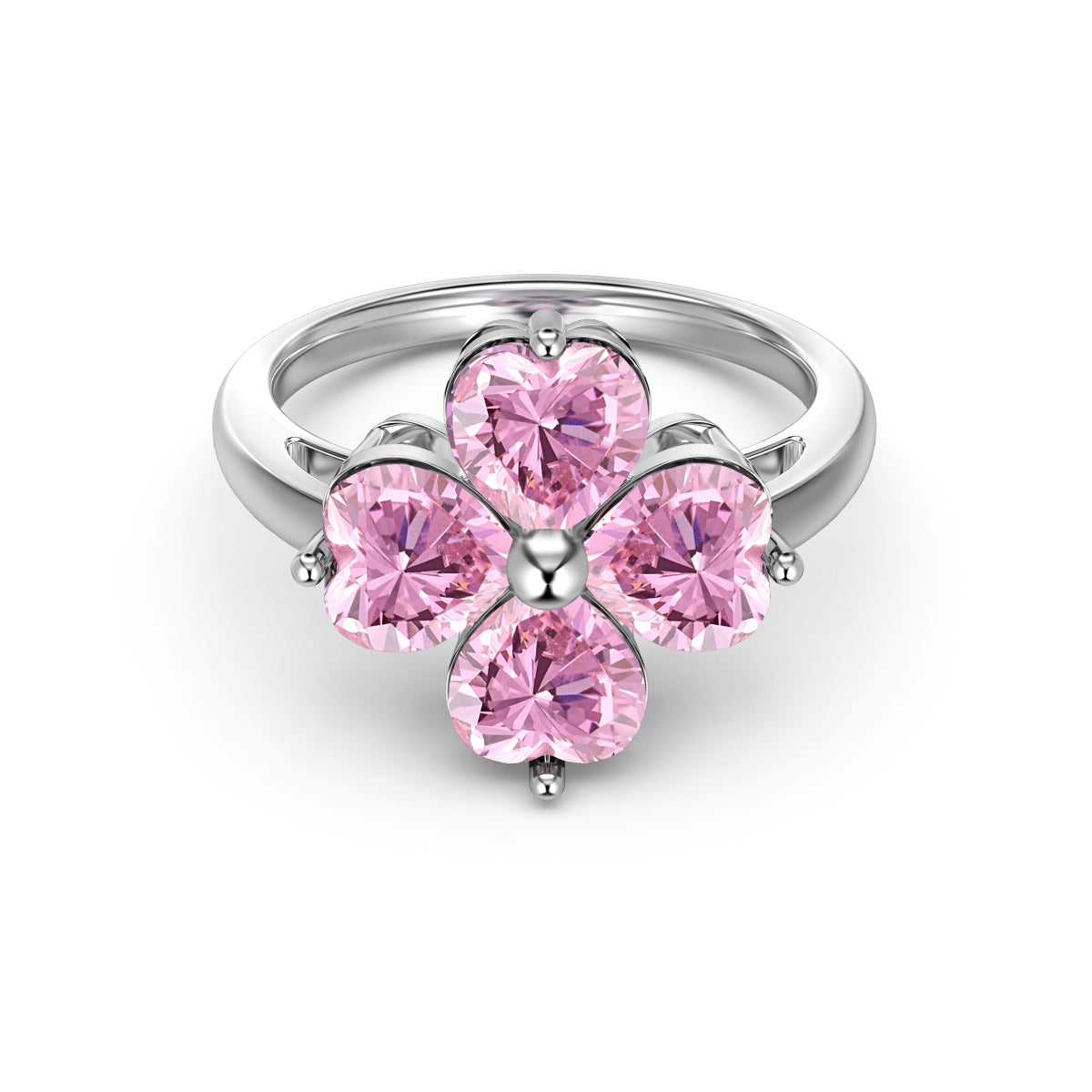 Pink Heart Clover Ring