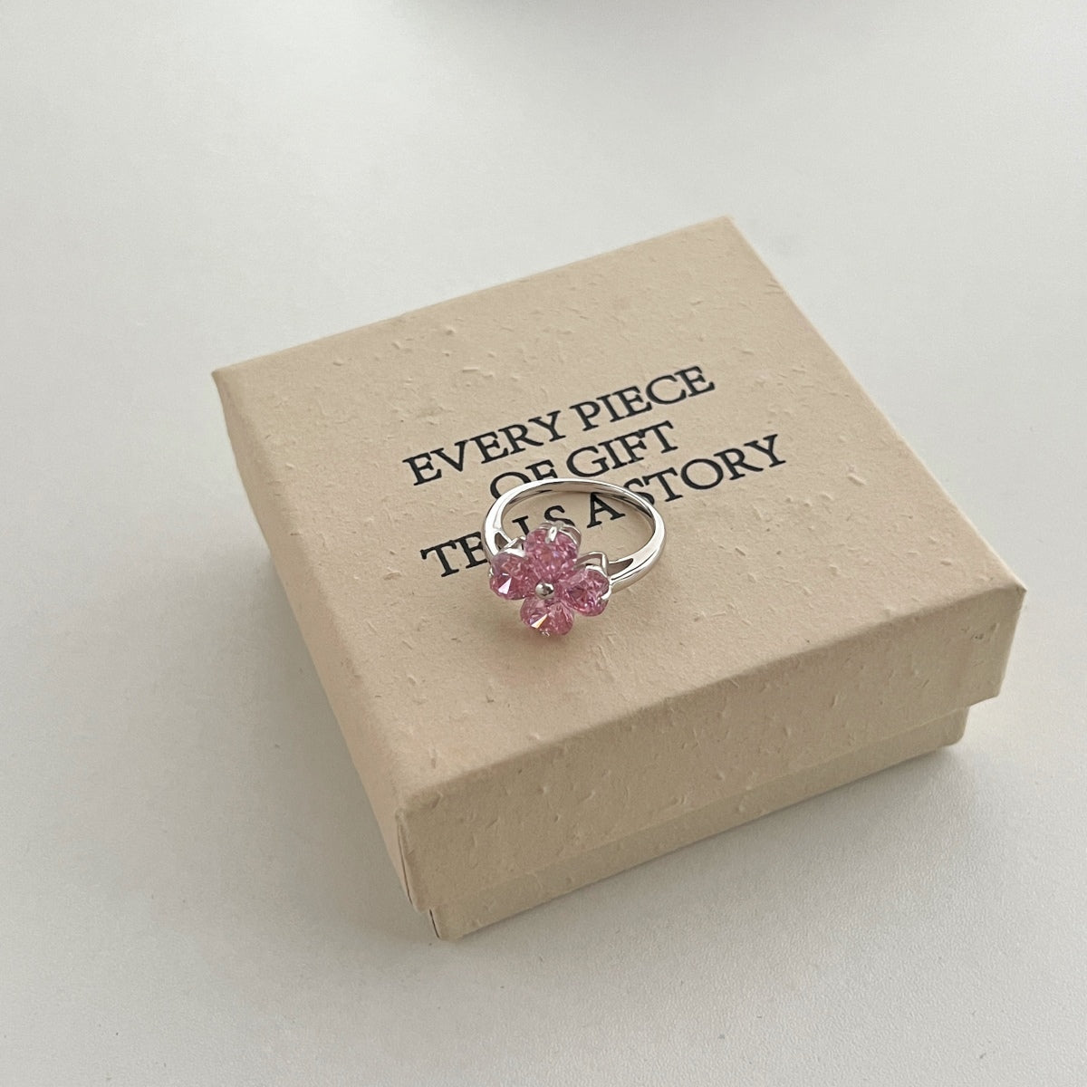 Pink Heart Clover Ring